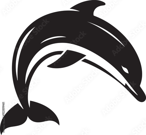 dolphin silhouette black illustration vector, dolphin logo vector silhouette, photo