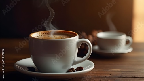 cup of hot coffee HD 8K wallpaper Stock Photographic Image Generative AI