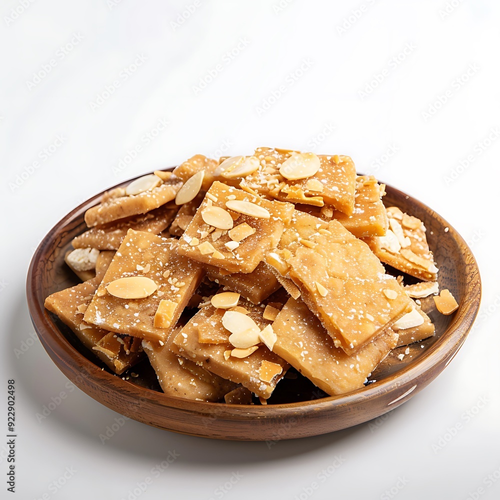 Plate of tasty Soan Papdi with on white background. Plate of tasty Soan Papdi with on white background.