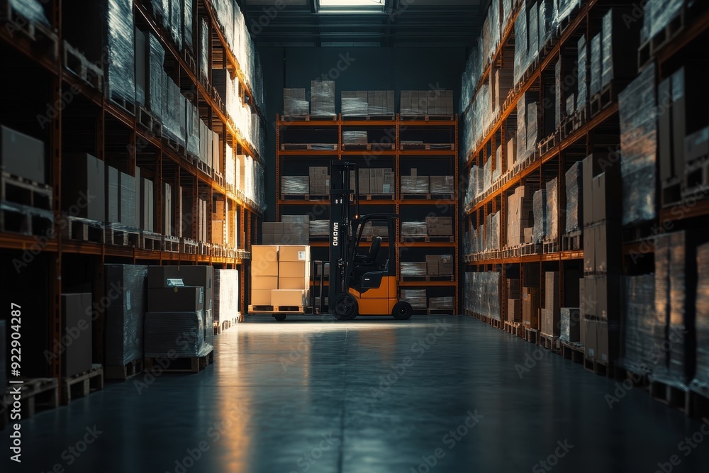 forklift in a warehouse factory for easy lifting products forklift in a warehouse factory for easy lifting products