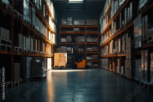 forklift in a warehouse factory for easy lifting products