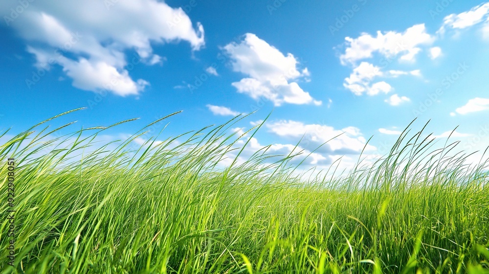 Fototapeta premium Green Meadow, Blue Sky Paradise
