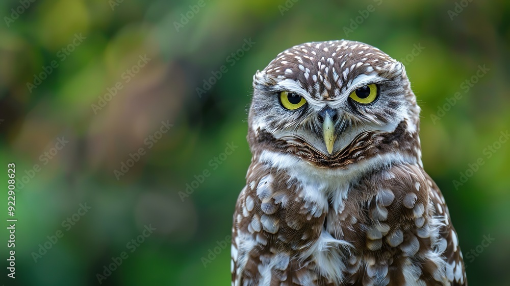 Obraz premium Portrait of a Burrowing owl (Athene cunicularia) in the Netherlands