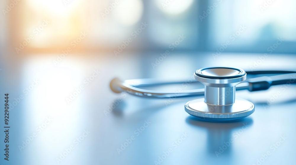 Close-up of a stethoscope on a table in a bright, modern medical environment, symbolizing healthcare and medical care. Healthcare AI concept. Close-up of a stethoscope on a table in a bright, modern medical environment, symbolizing healthcare and medical care. Healthcare AI concept.