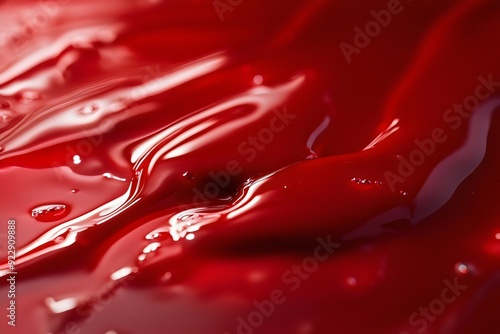 Abstract shiny red liquid texture flowing background for paint, blood and material design concept photo