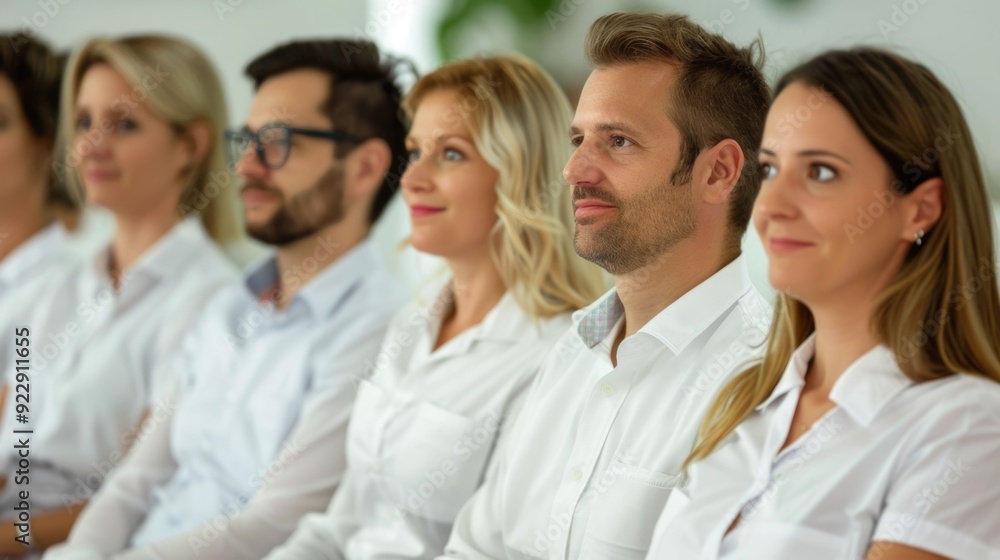 A diverse group of professionals attending a preventive dentistry awareness session in a modern well designed office setting The audience is focused and engaged A diverse group of professionals attending a preventive dentistry awareness session in a modern well designed office setting The audience is focused and engaged
