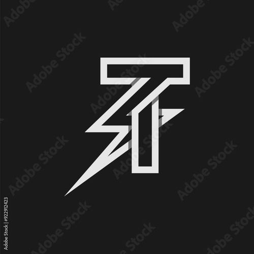 letter T electric logo, tunder bolt design logo template, vector illustration photo