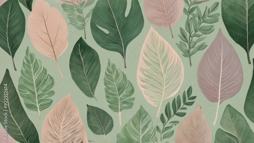 A repeating pattern of stylized leaves in pastel shades on a light background, creating a fresh, natural aesthetic, ideal for a phone wallpaper. A repeating pattern of stylized leaves in pastel shades on a light background, creating a fresh, natural aesthetic, ideal for a phone wallpaper.