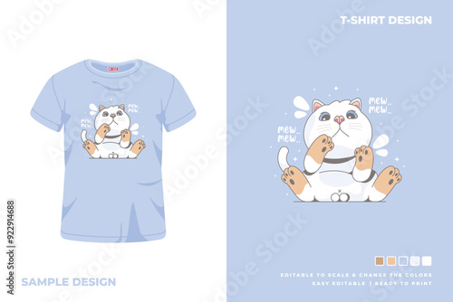 cute cat cartoon t shirt design 