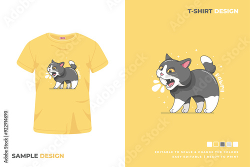cute cat cartoon t shirt design 