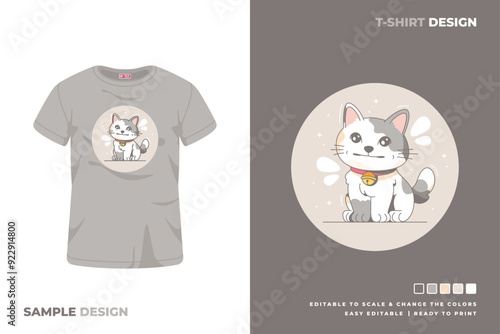 cute cat cartoon t shirt design 