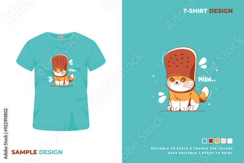 cute cat cartoon t shirt design 