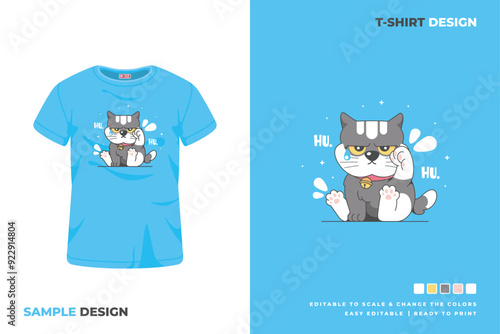cute cat cartoon t shirt design 