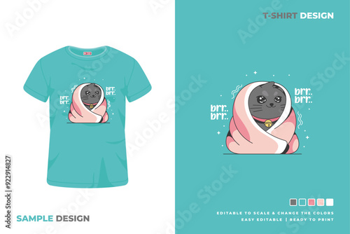 cute cat cartoon t shirt design 