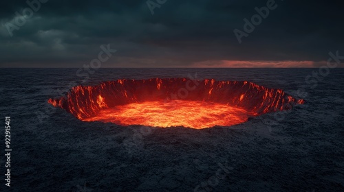 Volcano Crater with Lava.