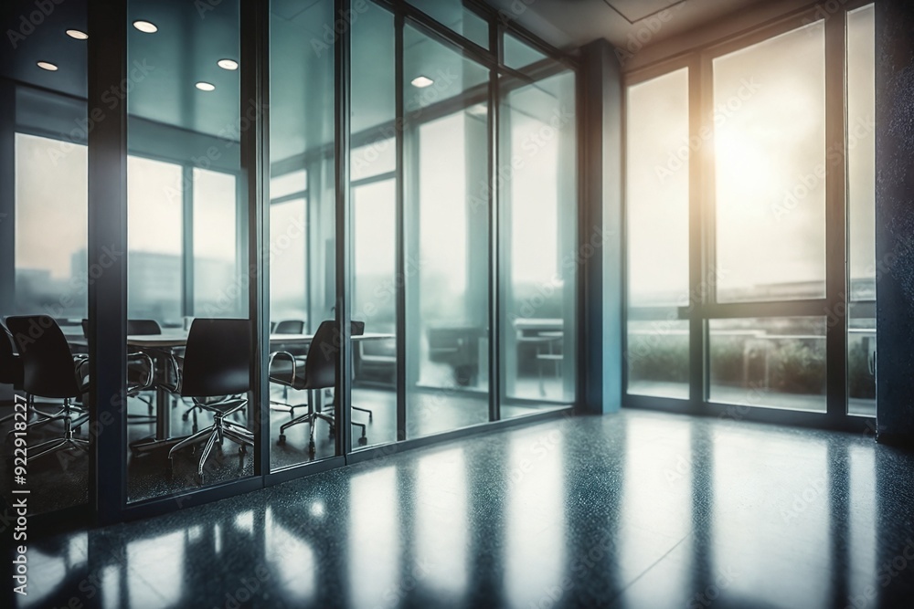 Fototapeta premium Modern Office Space with Glass Walls and Natural Light