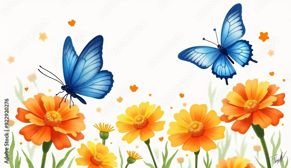 Obraz premium Seamless vector pattern with delicate pink floral and butterfly design