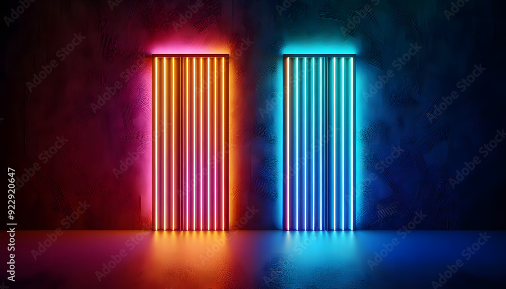 Neon lights on textured walls make the neon lights and their interaction with the wall surface even more striking. Neon lights on textured walls make the neon lights and their interaction with the wall surface even more striking.