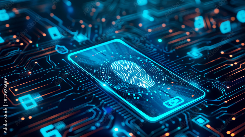 a secure digital wallet with features such as biometric authentication, encryption symbols, and transaction history. protection of sensitive financial data with high-tech visual elements a secure digital wallet with features such as biometric authentication, encryption symbols, and transaction history. protection of sensitive financial data with high-tech visual elements