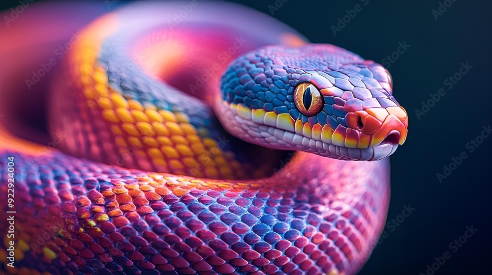 Fototapeta premium Intricate macro shot reveals mesmerizing python eye detail, showcasing nature's wild and dangerous beauty