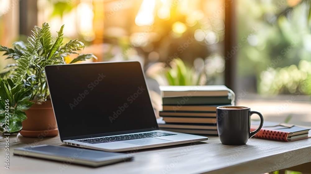 Businesswoman typing on laptop keyboard at outdoor table, combining technology with nature for remote work efficiency Businesswoman typing on laptop keyboard at outdoor table, combining technology with nature for remote work efficiency