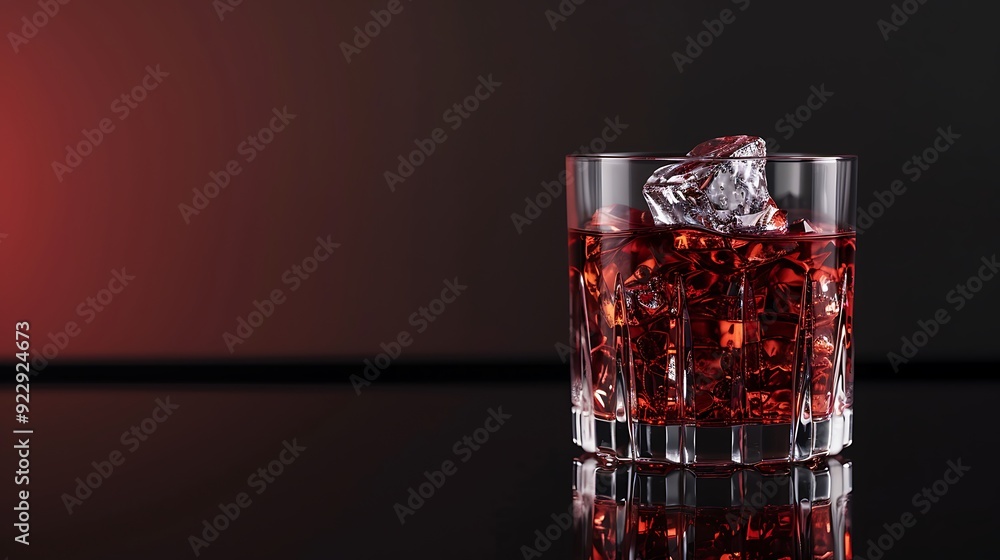 Classic Negroni cocktail on the classic black bar table Classic Negroni cocktail on the classic black bar table