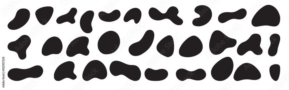 Random blotch, inkblot. Organic blob, blot. Random blob organic geometric round pattern isolated on white background. Random blotch, inkblot. Organic blob, blot. Random blob organic geometric round pattern isolated on white background.