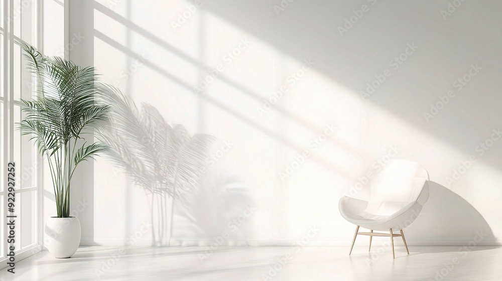 Fototapeta premium Minimalist White Living Room with Natural Light 