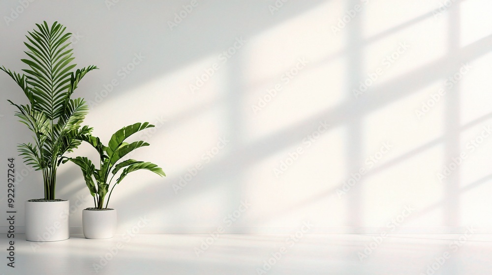 Fototapeta premium Minimalist Living Room with Sunlight Streaming Through Window