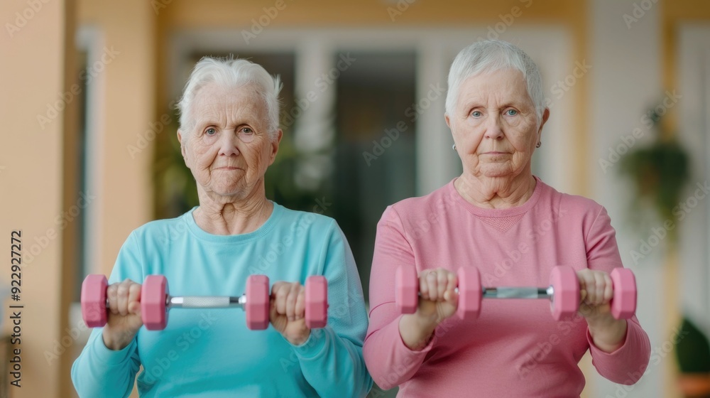 Energetic Senior Couple Exercising with Lightweight Dumbbells in the Comfort of Their Home Gym Mature Adults Maintaining Strength and Mobility for Healthy Active Lifestyle Energetic Senior Couple Exercising with Lightweight Dumbbells in the Comfort of Their Home Gym Mature Adults Maintaining Strength and Mobility for Healthy Active Lifestyle