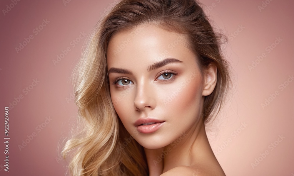 Fototapeta premium Beautiful young woman with perfect skin. Natural beauty, cosmetics, skin care concept. Studio shot