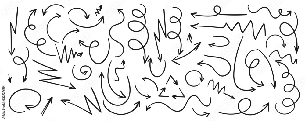 Vector arrows collection in doodle style Vector arrows collection in doodle style