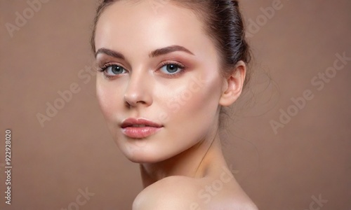 Beautiful young woman with perfect skin. Natural beauty, cosmetics, skin care concept. Studio shot