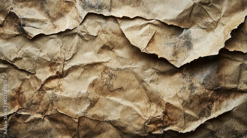 A close-up of paper with creases, showing layers and textures A close-up of paper with creases, showing layers and textures