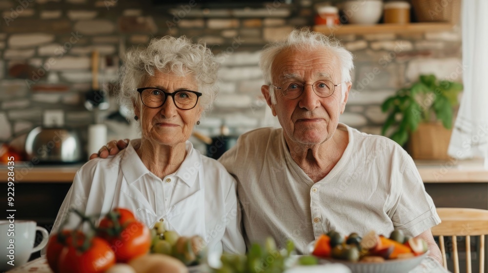 Elderly Retired Couple Enjoying a Peaceful Breakfast Meal Together at the Kitchen Table in Their Warm and Comfortable Home The Image Depicts a Calm Tranquil Elderly Retired Couple Enjoying a Peaceful Breakfast Meal Together at the Kitchen Table in Their Warm and Comfortable Home The Image Depicts a Calm Tranquil