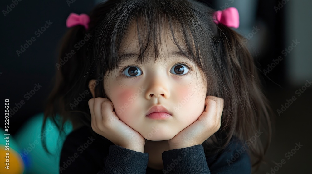 Adorable Asian Girl Sitting Alone On The Bedroom Floor, Deep In Thought Adorable Asian Girl Sitting Alone On The Bedroom Floor, Deep In Thought