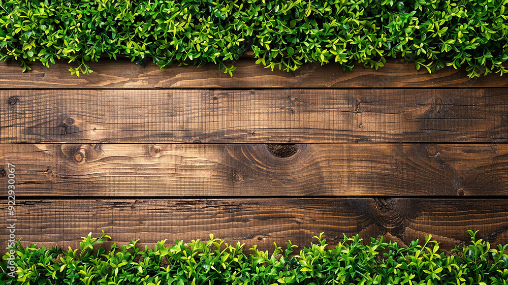 Artificial Grass on Wooden Background Artificial Grass on Wooden Background