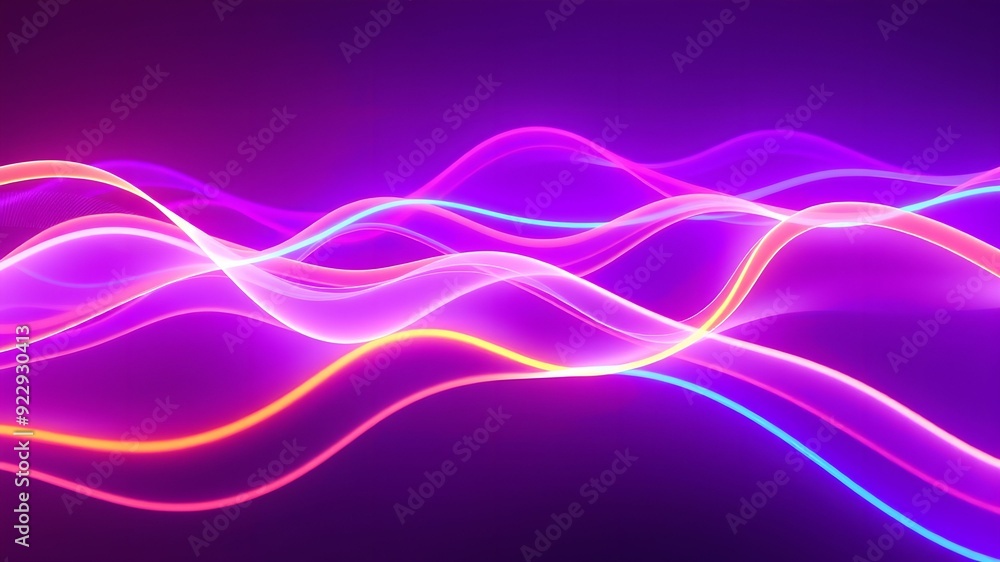 Naklejka premium Glowing Neon Waves in Vibrant Colors
