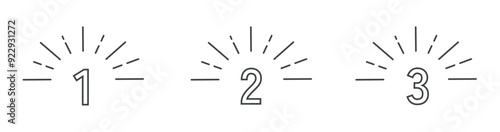 太陽線の数字タイトル 123 線画