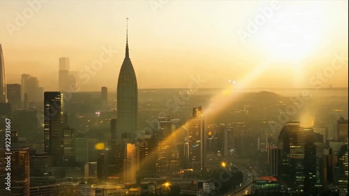 view of the city in golden hour photo