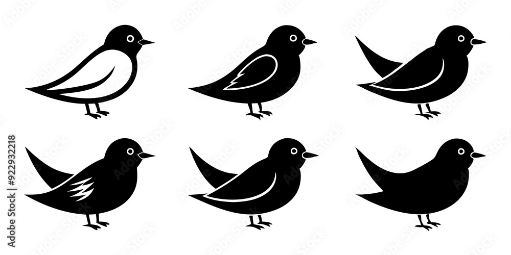 Bird icons. Set of illustrations: bird silhouette icon vector art.
Bird icons. Set of illustrations: bird silhouette icon vector art.