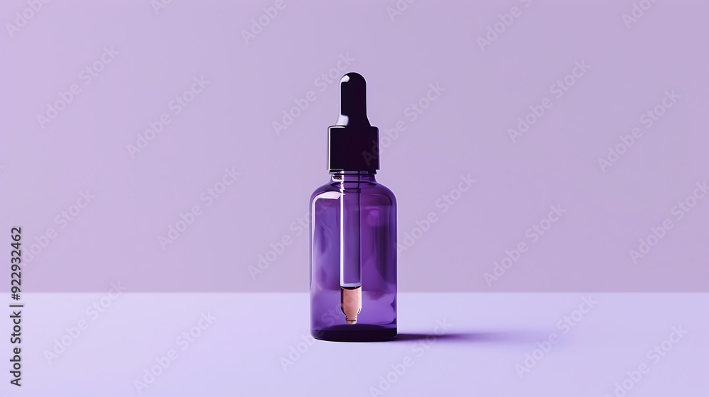 glass dropper bottle for serums oils lotions and cosmetic liquids on purple background glass dropper bottle for serums oils lotions and cosmetic liquids on purple background