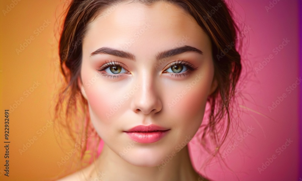 Fototapeta premium Woman with youthful skin, soft focus, and gentle lighting