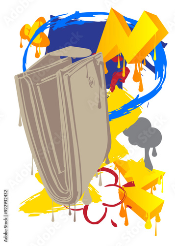 Wallet Graffiti. Abstract modern street art decoration performed in urban painting style.