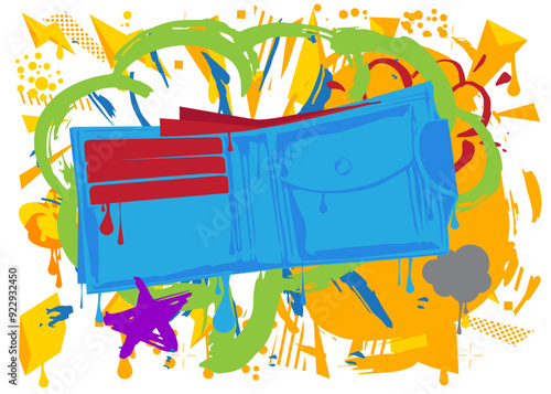 Wallet Graffiti. Abstract modern street art decoration performed in urban painting style.