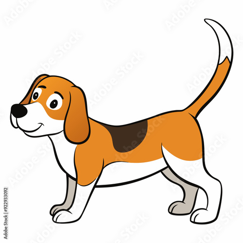 Beagle puppy dog isolated on white, beagle dog vector illustration, animal vector art, dog silhouette,  pet vector icon, burger cartoon line art, eps