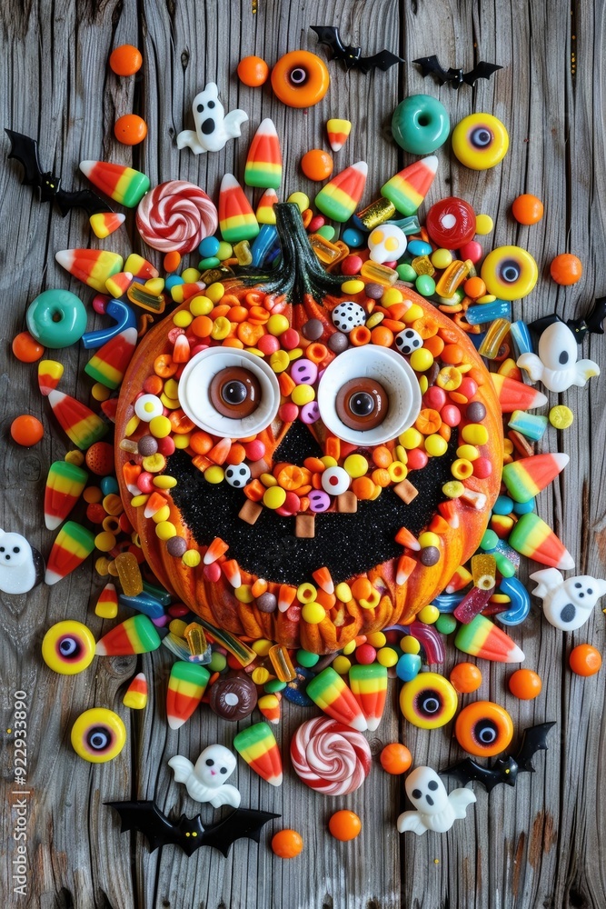 Naklejka premium Halloween Pumpkin Candy Face