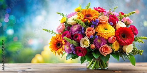 A beautiful bouquet of colorful flowers , flowers, floral arrangement, vibrant, blooming, gift, celebration, nature, garden