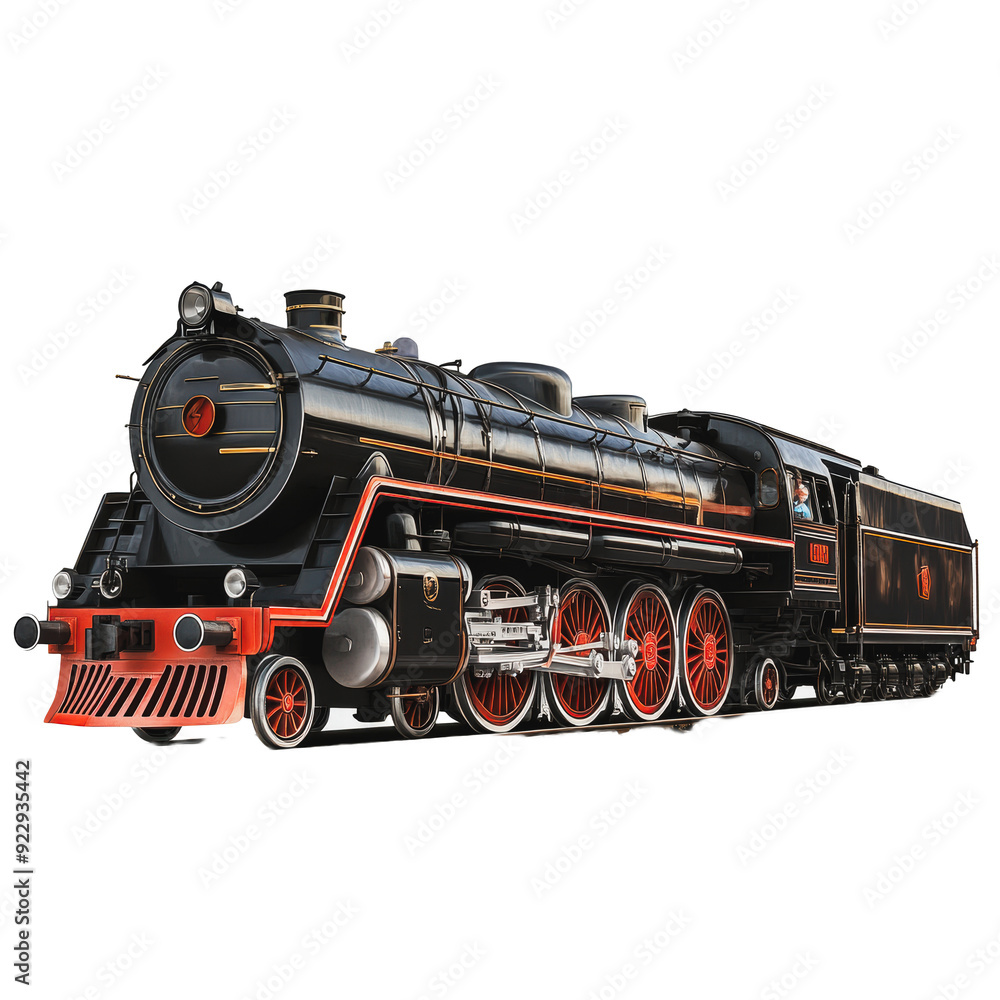 Naklejka premium PNG Vintage steam locomotive at a railway station