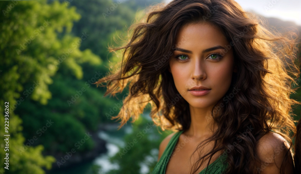 portrait of a beautiful green eyed brunette woman portrait of a beautiful green eyed brunette woman